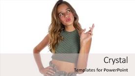  Presentation with funny - Colorful PPT theme enhanced with brunette teenager girl portrait funny backdrop and a lemonade colored foreground