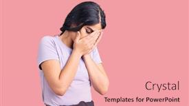  Presentation with sad girl - Cool new presentation theme with brunette-teenager-girl-wearing-casual backdrop and a coral colored foreground