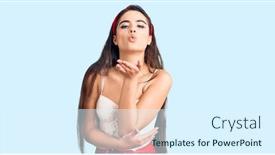  Presentation with kiss - Amazing slide deck having brunette-teenager-girl-wearing-elegant backdrop and a sky blue colored foreground