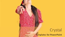  Presentation with summer - Cool new PPT layouts with brunette-teenager-girl-wearing-summer backdrop and a yellow colored foreground