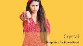  Presentation with bad - Beautiful PPT theme featuring brunette-teenager-girl-wearing-summer backdrop and a yellow colored foreground