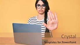  Presentation with defense - Amazing slides having brunette-teenager-girl-working-using backdrop and a coral colored foreground