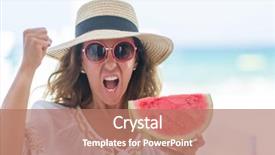  Presentation with woman in sea - Amazing presentation theme having brunette woman by the sea backdrop and a  colored foreground