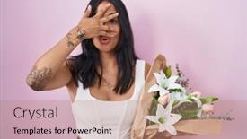  Presentation with hand holding flowers - 