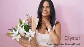  Presentation with infection - Presentation with brunette-woman-holding-bouquet background and a coral colored foreground