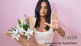  Presentation with hand holding flowers - 