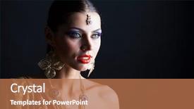  Presentation with images for pueblo nation indian tribe - PPT theme enhanced with brunette woman in brown indian background and a coral colored foreground