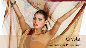  Presentation with images for pueblo nation indian tribe - Cool new PPT theme with brunette woman in brown indian backdrop and a coral colored foreground