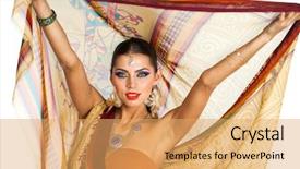  Presentation with images for pueblo nation indian tribe - Theme with brunette woman in brown indian background and a yellow colored foreground