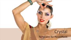  Presentation with images for pueblo nation indian tribe - Audience pleasing theme consisting of brunette woman in brown indian backdrop and a  colored foreground