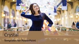  Presentation with dark blue - Amazing presentation theme having brunette woman in dark blue backdrop and a coral colored foreground