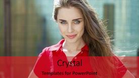  Presentation with summer outdoor bbq grill party - Beautiful theme featuring brunette woman in red polo backdrop and a crimson colored foreground