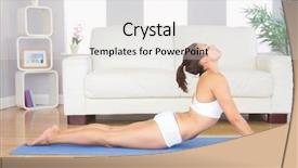  Presentation with yoga sutra - Slides with brunette woman lying in yoga background and a  colored foreground