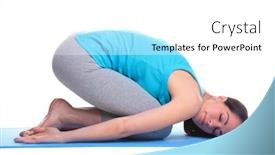  Presentation with childs - PPT theme featuring brunette woman on a yoga background and a white colored foreground