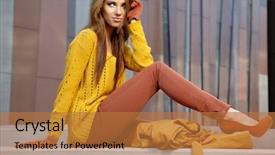  Presentation with pcos woman - Slide set enhanced with brunette woman portrait in autumn background and a red colored foreground