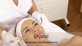  Presentation with laser therapy - Cool new presentation with brunette woman receiving laser therapy backdrop and a coral colored foreground