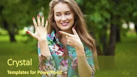  Presentation with beautiful young woman getting face - Presentation theme with brunette woman showing her engagement background and a tawny brown colored foreground