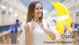  Presentation with weight loss woman showing - PPT layouts with brunette woman showing her engagement background and a coral colored foreground