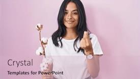  Presentation with business pink - Theme featuring brunette-woman-standing-over-pink background and a lemonade colored foreground