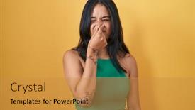  Presentation with breath - Presentation theme with brunette-woman-standing-over-yellow background and a gold colored foreground