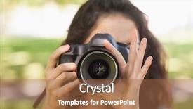  Presentation with view of havana - Cool new slides with brunette woman taking a picture backdrop and a red colored foreground