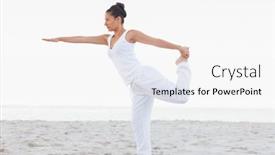  Presentation with stretching - Presentation design consisting of marshmallows minimalism set on pastel background and a mint green colored foreground