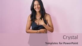  Presentation with black woman - PPT theme featuring brunette-woman-wearing-black-pajama background and a soft green colored foreground