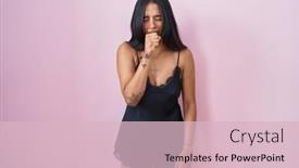  Presentation with pajama - Presentation design consisting of brunette-woman-wearing-black-pajama background and a lemonade colored foreground