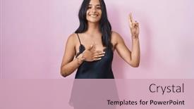  Presentation with pajama - PPT theme with brunette-woman-wearing-black-pajama background and a soft green colored foreground