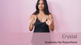  Presentation with forbidden - Presentation design featuring brunette-woman-wearing-black-pajama background and a soft green colored foreground