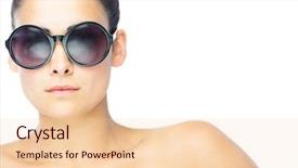  Presentation with arabian woman wearing hijab muslim - Presentation theme consisting of brunette woman wearing gigantic round background and a lemonade colored foreground