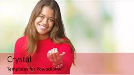  Presentation with over come challange - Beautiful theme featuring brunette woman wearing red winter backdrop and a  colored foreground