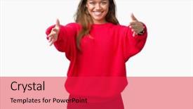  Presentation with red chinese winter festival - Audience pleasing slide set consisting of brunette woman wearing red winter backdrop and a red colored foreground