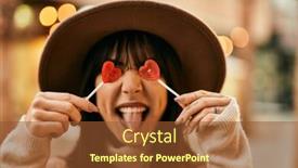  Presentation with hat - Slides featuring brunette-woman-wearing-winter-hat background and a  colored foreground