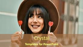  Presentation with hat - PPT theme with brunette-woman-wearing-winter-hat background and a  colored foreground