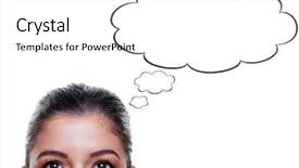  Presentation with eyes - Presentation design consisting of brunette woman with big brown background and a white colored foreground