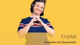  Presentation with down syndrome - Audience pleasing presentation design consisting of brunette-woman-with-down-syndrome backdrop and a yellow colored foreground