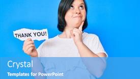 Presentation with down syndrome - Beautiful presentation theme featuring brunette-woman-with-down-syndrome backdrop and a teal colored foreground