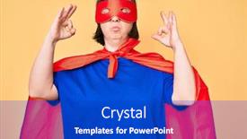  Presentation with hero woman - Audience pleasing presentation theme consisting of brunette-woman-with-down-syndrome backdrop and a cobalt blue colored foreground