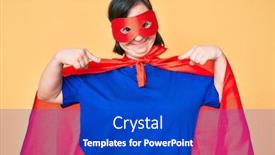  Presentation with hero woman - Cool new slide set with brunette-woman-with-down-syndrome backdrop and a cobalt blue colored foreground