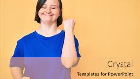  Presentation with down syndrome - Beautiful slide deck featuring brunette-woman-with-down-syndrome backdrop and a yellow colored foreground