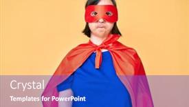  Presentation with hero woman - Theme featuring brunette-woman-with-down-syndrome background and a cobalt blue colored foreground
