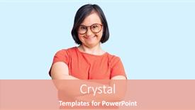  Presentation with down syndrome - Audience pleasing PPT theme consisting of brunette-woman-with-down-syndrome backdrop and a coral colored foreground
