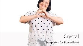  Presentation with romantic love - PPT theme enhanced with brunette-woman-with-down-syndrome background and a white colored foreground