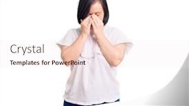  Presentation with down syndrome - Presentation design with brunette-woman-with-down-syndrome background and a sky blue colored foreground