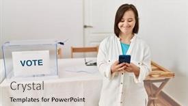  Presentation with election - Presentation theme enhanced with brunette-woman-with-down-syndrome background and a lemonade colored foreground