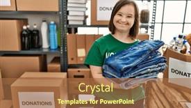  Presentation with stand - Slide deck having brunette-woman-with-down-syndrome background and a red colored foreground