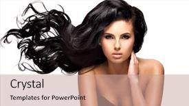  Presentation with black women beautiful woman - Colorful slide set enhanced with brunette woman with long black backdrop and a coral colored foreground