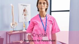  Presentation with rehabilitation - Presentation featuring brunette-woman-working-at-rehabilitation background and a coral colored foreground