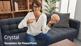  Presentation with self - Theme with brunette-woman-working-at-therapy background and a tawny brown colored foreground